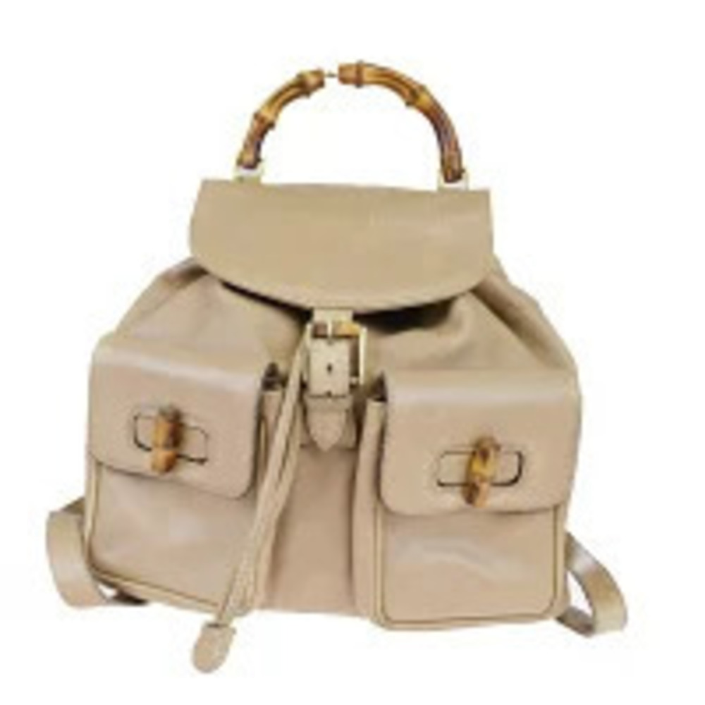 Gucci Bamboo Leather Backpack Beige